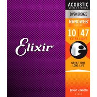 Струны для акустических гитар 10-47 Elixir 11002 NanoWeb