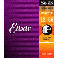 Струны для акустических гитар 12-56 Elixir 16077 NanoWeb