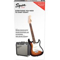 Комплект с электрогитарой Fender Squier Stratocaster® Pack, Laurel Fingerboard, Brown Sunburst, Gig Bag