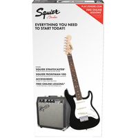 Гитарный комплект Fender Squier Stratocaster® Pack, Laurel Fingerboard, Black, Gig Bag, 10G-230
