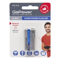 Батарейка "крона" GoPower 6LR61 Alkaline 9V