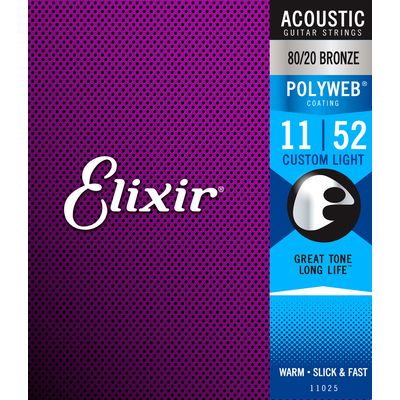 Струны для акустических гитар 11-52 Elixir 11025 PolyWeb