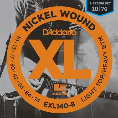 Струны для 8-струнной электрогитары D`Addario EXL-140-8
