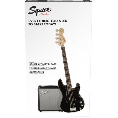 Комплект с бас гитарой Fender Squier Affinity Series Precision Bass PJ Pack, Laurel Fingerb. , Black