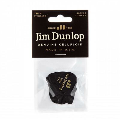 Медиаторы Dunlop 483P03TH Celluloid Black Thin 12Pack