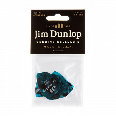 Медиаторы Dunlop 483P11TH Celluloid Turquoise Pearloid Thin 12Pack