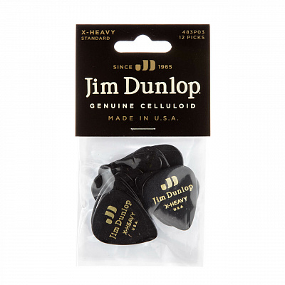 Медиаторы Dunlop 483P03XH Celluloid Black Extra Heavy 12Pack