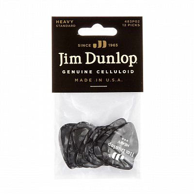 Медиаторы Dunlop 483P02HV Celluloid Black Pearloid Heavy 12Pack