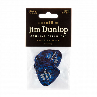 Медиаторы Dunlop 483P10HV Celluloid Blue Pearloid Heavy 12Pack