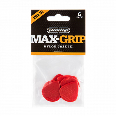 Медиаторы Dunlop 471P3N Max-Grip Jazz III Nylon 6Pack
