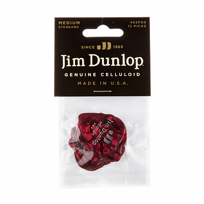 Медиаторы Dunlop 483P09MD Celluloid Red Pearloid Medium 12Pack