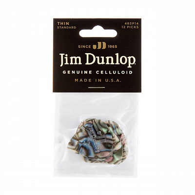Медиаторы Dunlop 483P14TH Celluloid Abalone Thin 12Pack